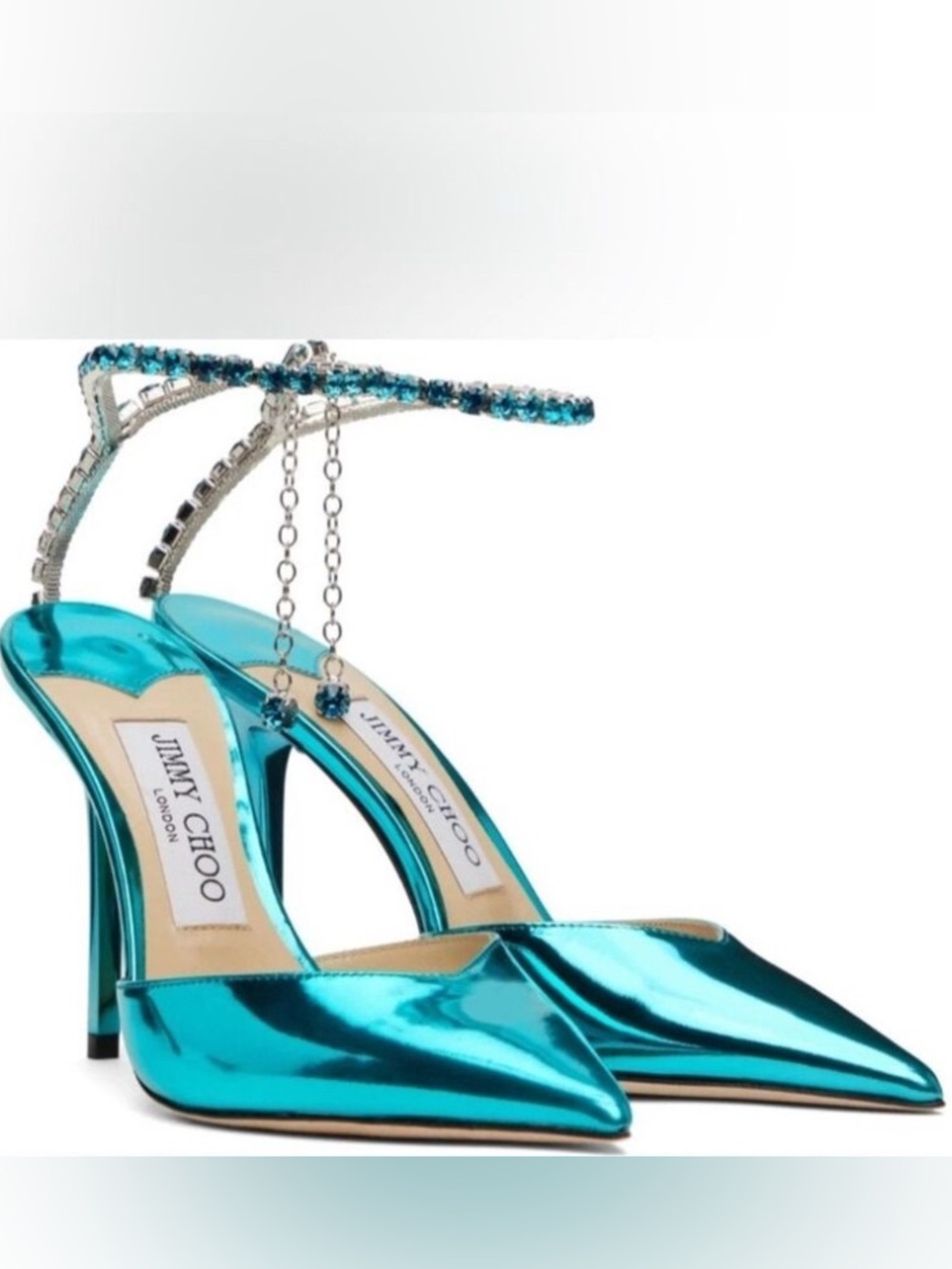 Jimmy Choo Saeda Crystal Ankle Strap Stilettos- Malibu Mix